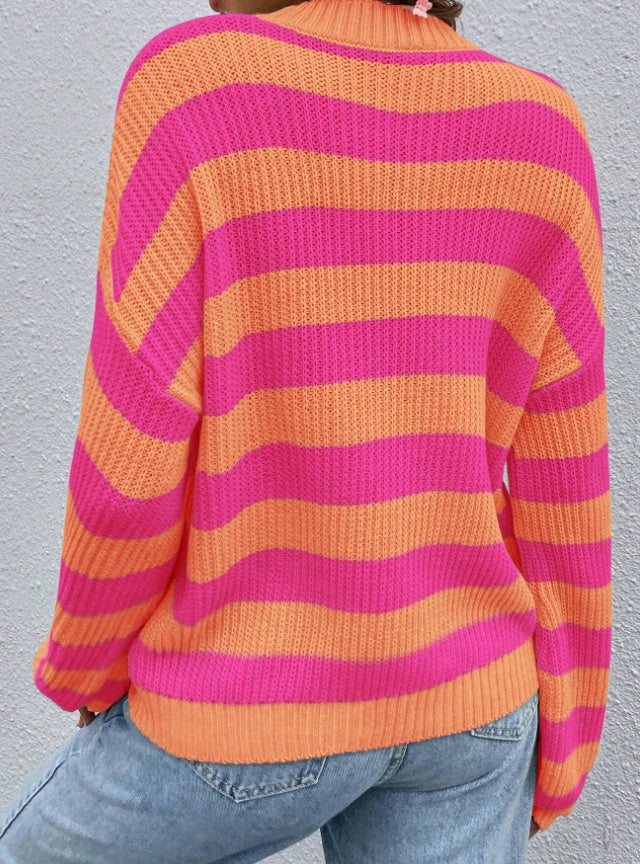 Lightweight Relaxed Women's Sweater - Drop Shoulder Rib Knit 3D Changing Face Moving Picture Frame - Tophatter Daily Deals