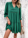 Ruched Notched Flounce Sleeve Dress Casual Dresses - Tophatter Daily Deals