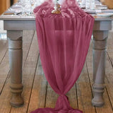 10Ft. Chiffon Table Runner Burgundy Furniture & Decor - Tophatter Daily Deals