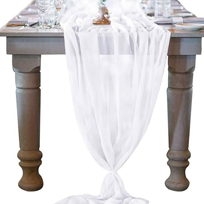 10Ft. Chiffon Table Runner White Furniture & Decor - Tophatter Daily Deals