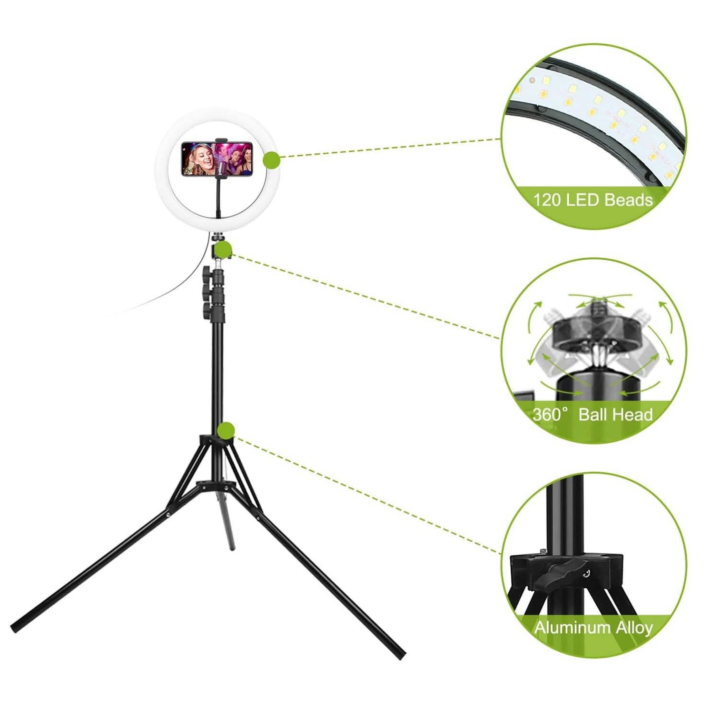 10in 120 LEDs Selfie Ring Light Mobile Accessories - Tophatter Daily Deals