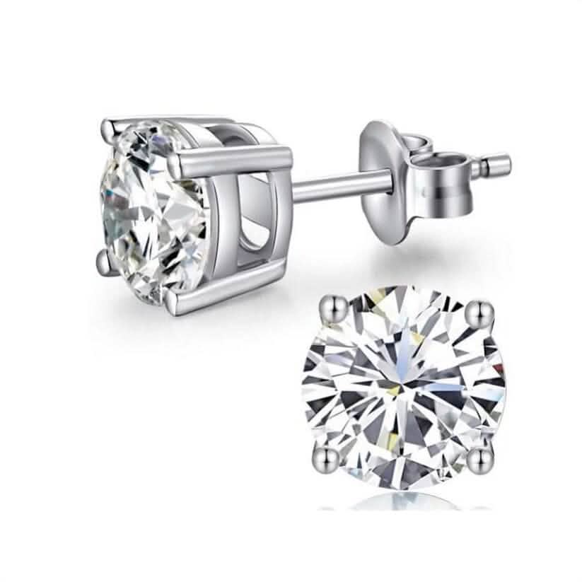 10K White Gold 1/2 Ct Round Created White Sapphire Stud Earrings Earrings - Tophatter Daily Deals