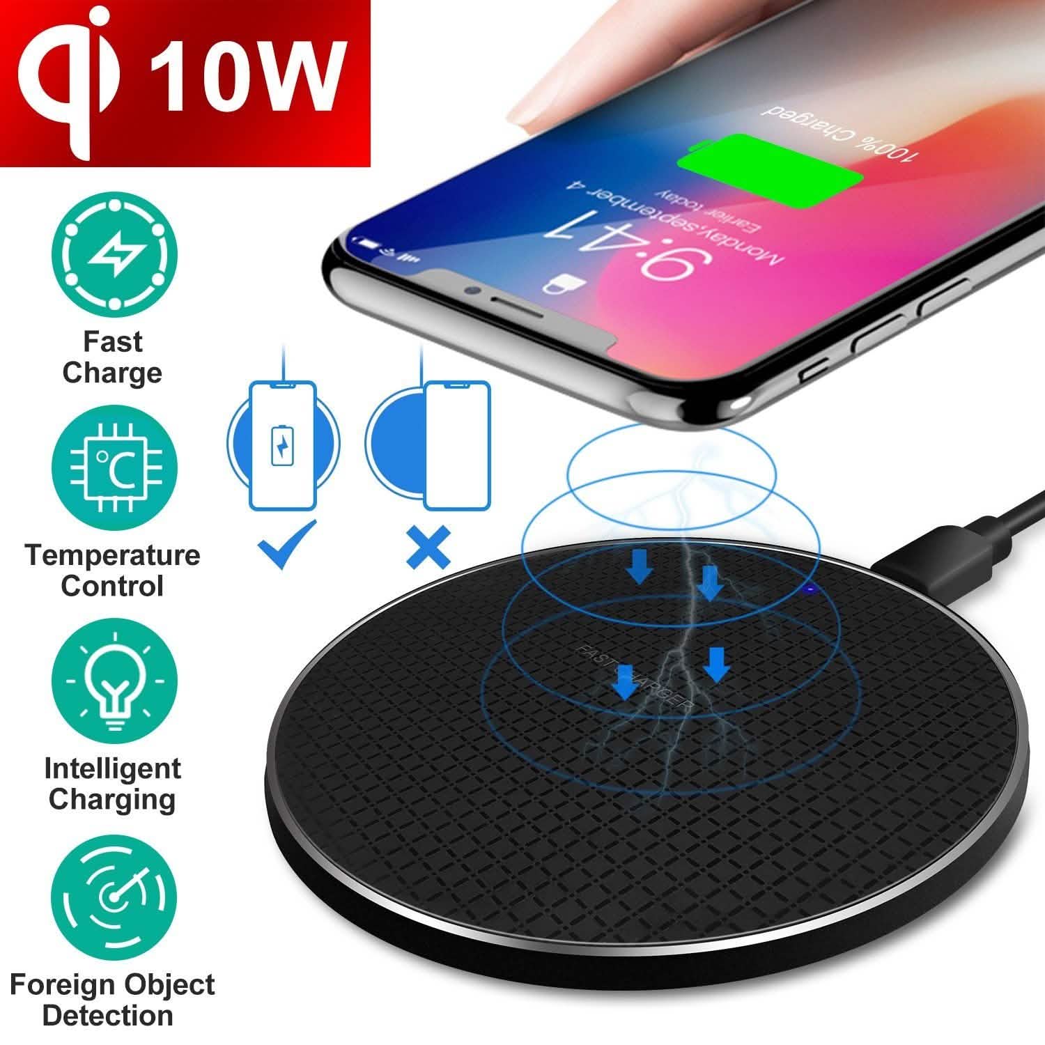 10W Qi Wireless Charger Mobile Accessories - Tophatter Daily Deals