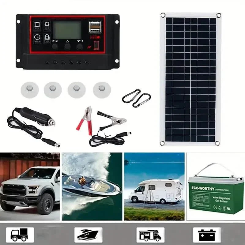 10W Solar Panel 18V Solar Cell 60A&100A Controller Solar Panels Batteries & Power Accessories - Tophatter Daily Deals