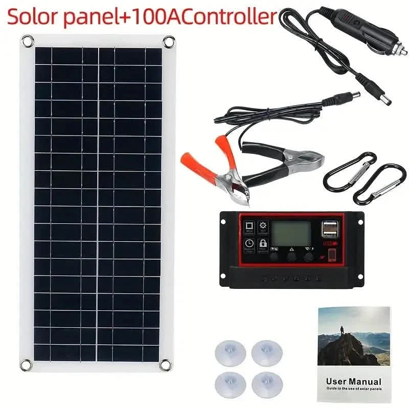 10W Solar Panel 18V Solar Cell 60A&100A Controller Solar Panels Solar Panel Plus 100A Controller Batteries & Power Accessories - Tophatter Daily Deals