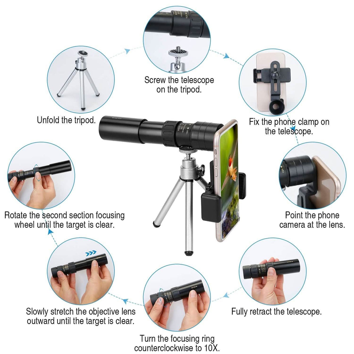 10X-300X Zoom Monocular Telescope High Definition Phone Telephoto Lens Mobile Accessories - Tophatter Daily Deals