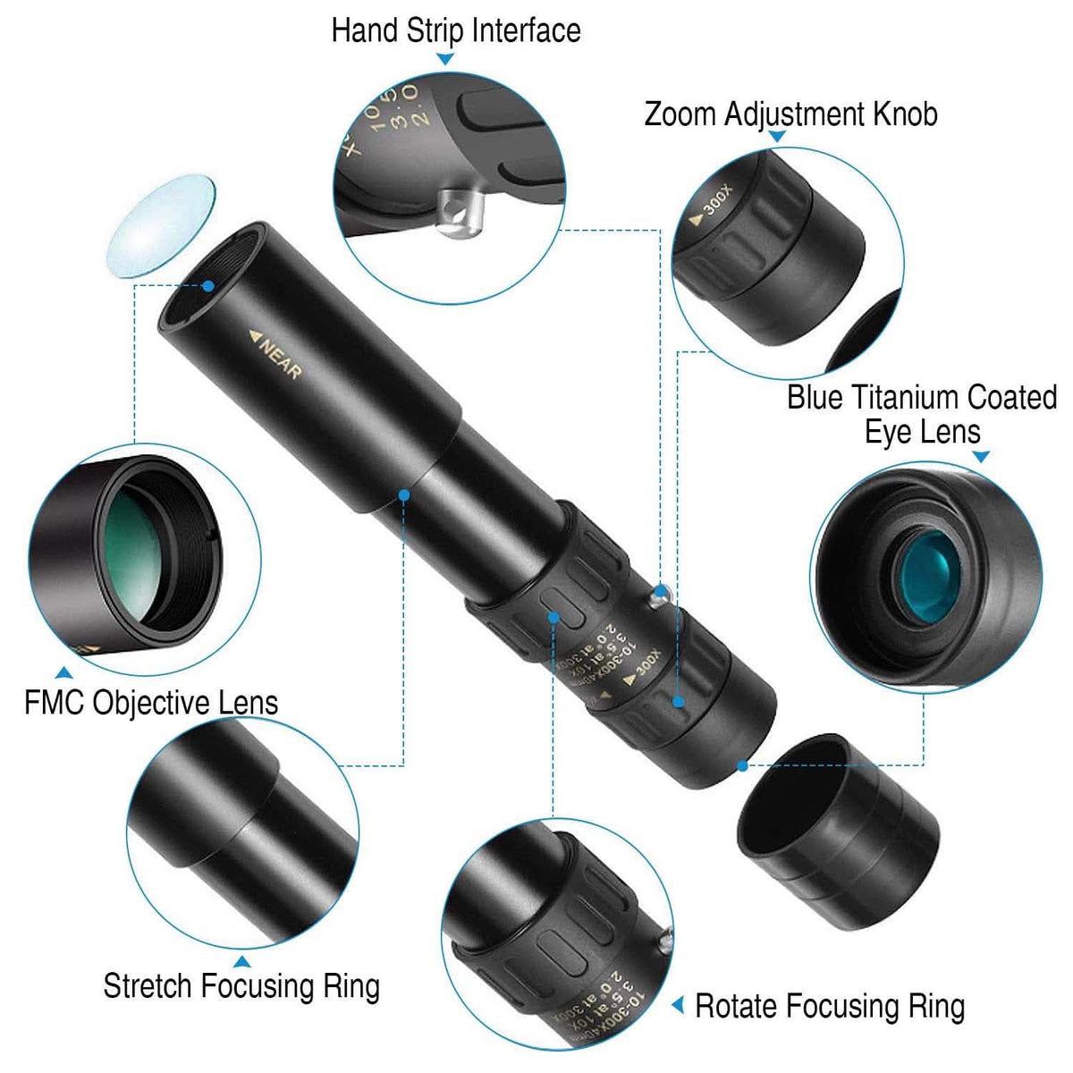 10X-300X Zoom Monocular Telescope High Definition Phone Telephoto Lens Mobile Accessories - Tophatter Daily Deals