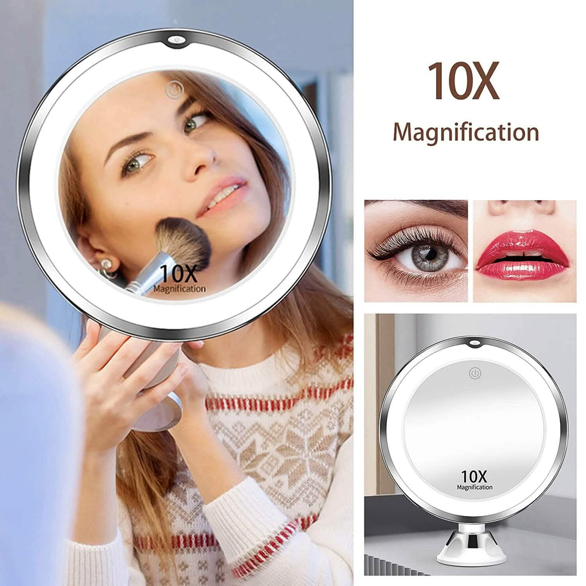 10X Magnifying Makeup Mirror with Lights Beauty & Personal Care - Tophatter Daily Deals