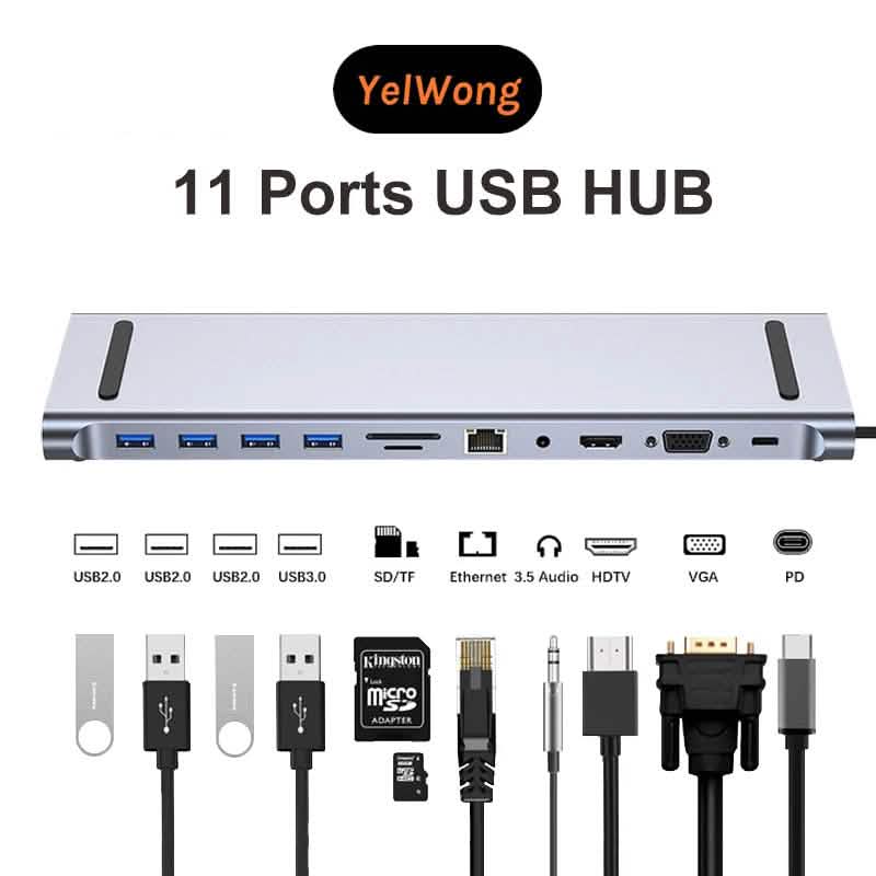11-in-1 Dock USB C Hub USB Hubs & Docking Stations - Tophatter Daily Deals