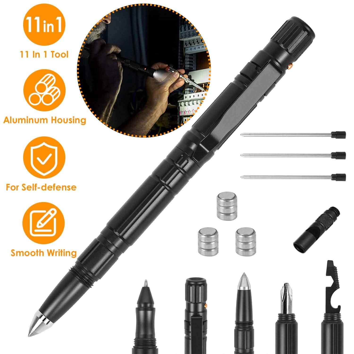 11-in-1 Tactical Pen Gear Set Tactical & Self Defense - Tophatter Daily Deals