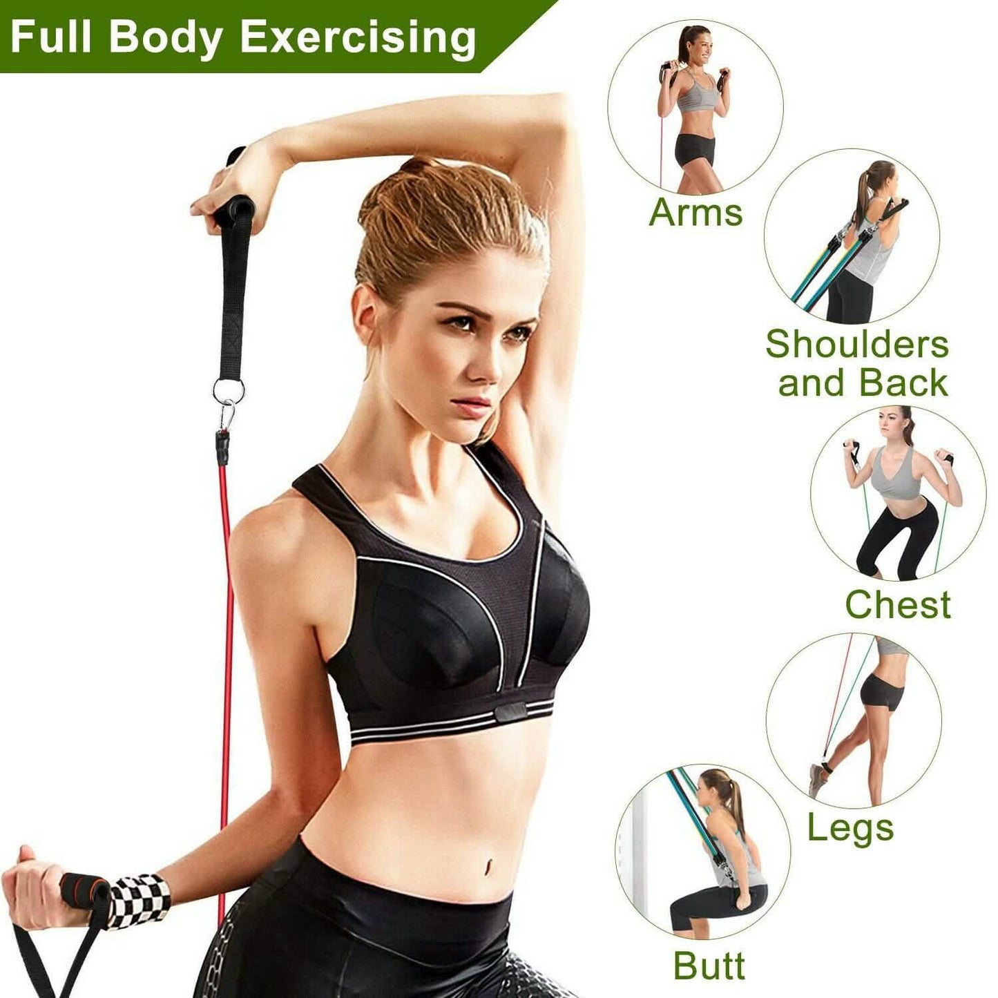 11-Piece Set: Resistance Bands Set Fitness Fitness & Exercise - Tophatter Daily Deals