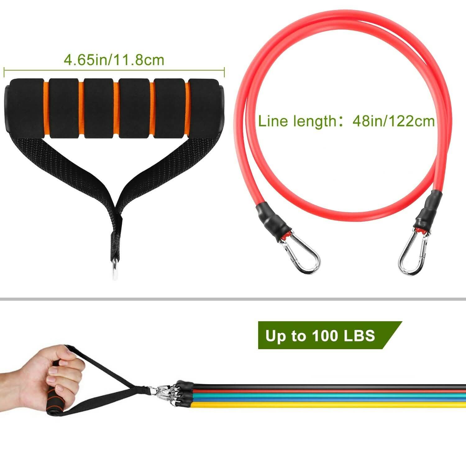 11-Piece Set: Resistance Bands Set Fitness Fitness & Exercise - Tophatter Daily Deals