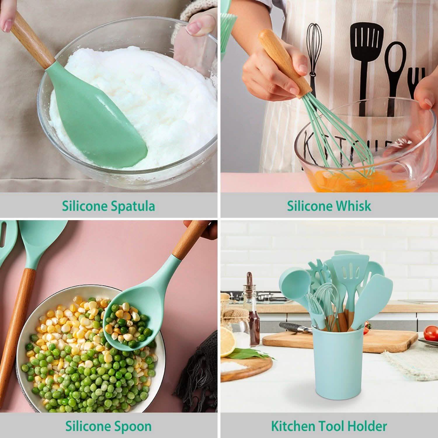 11-Piece: Silicone Cooking Utensil Set Kitchen Tools & Gadgets - Tophatter Daily Deals