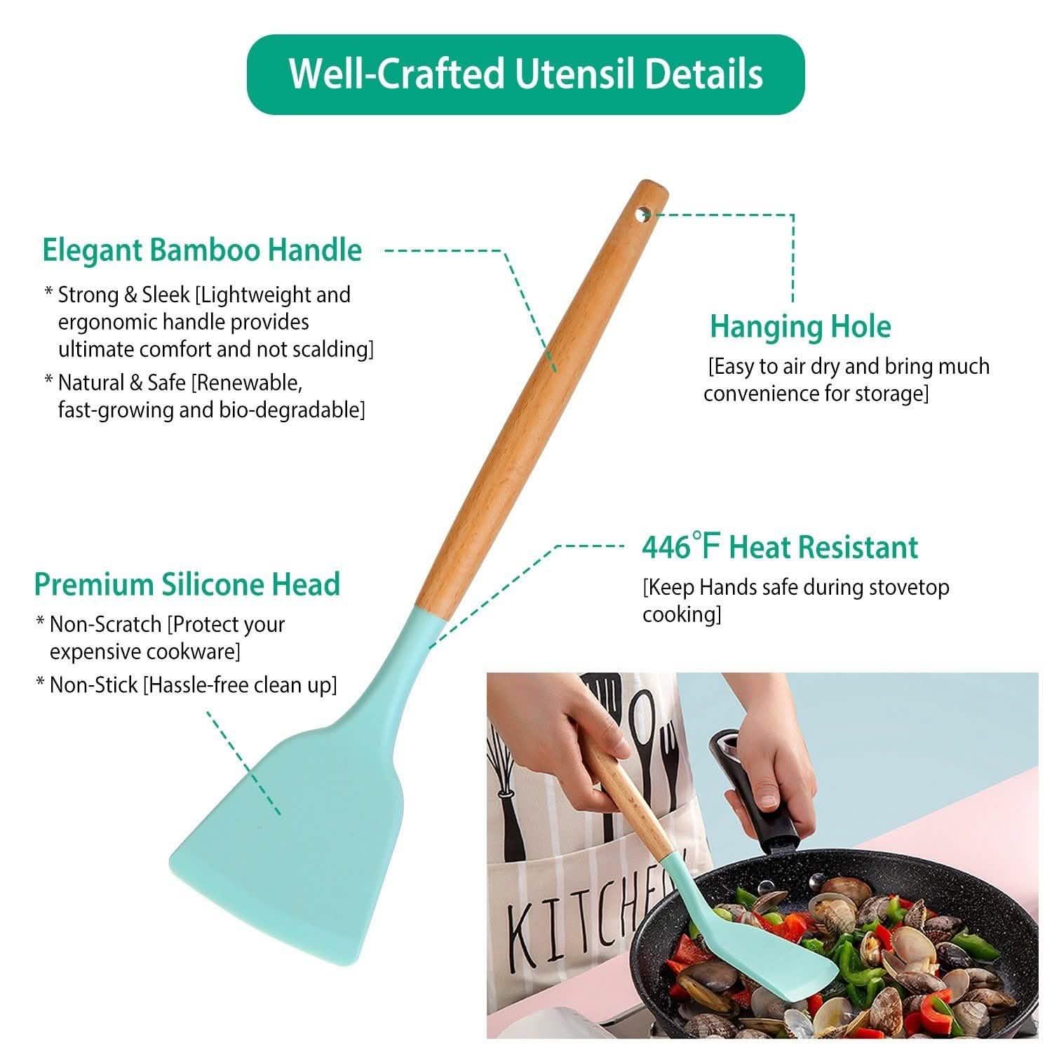 11-Piece: Silicone Cooking Utensil Set Kitchen Tools & Gadgets - Tophatter Daily Deals