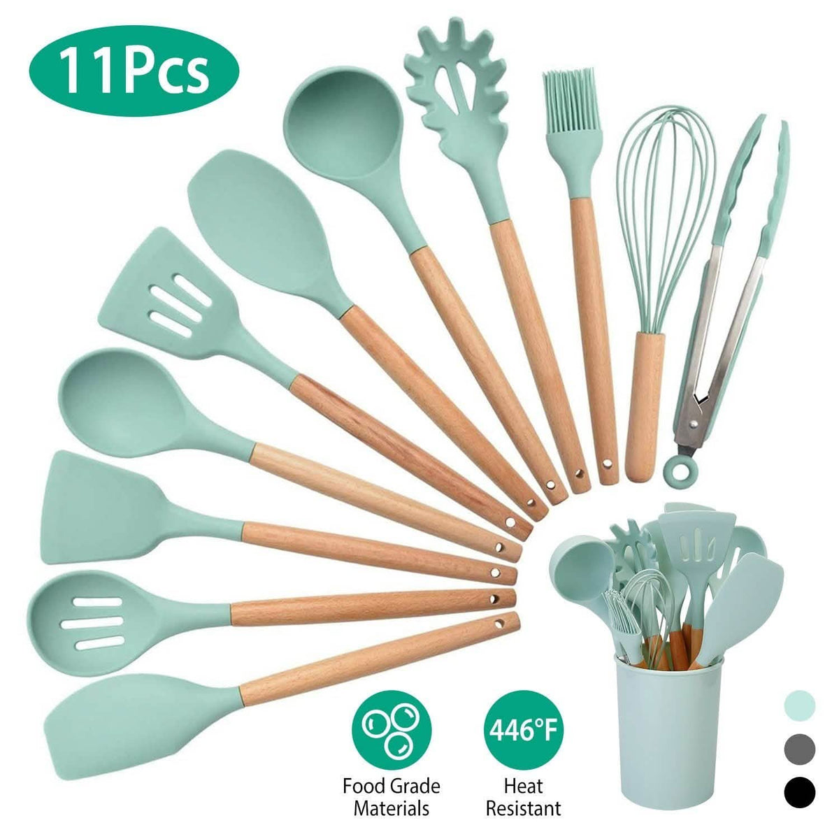 11-Piece: Silicone Cooking Utensil Set Kitchen Tools & Gadgets - Tophatter Daily Deals
