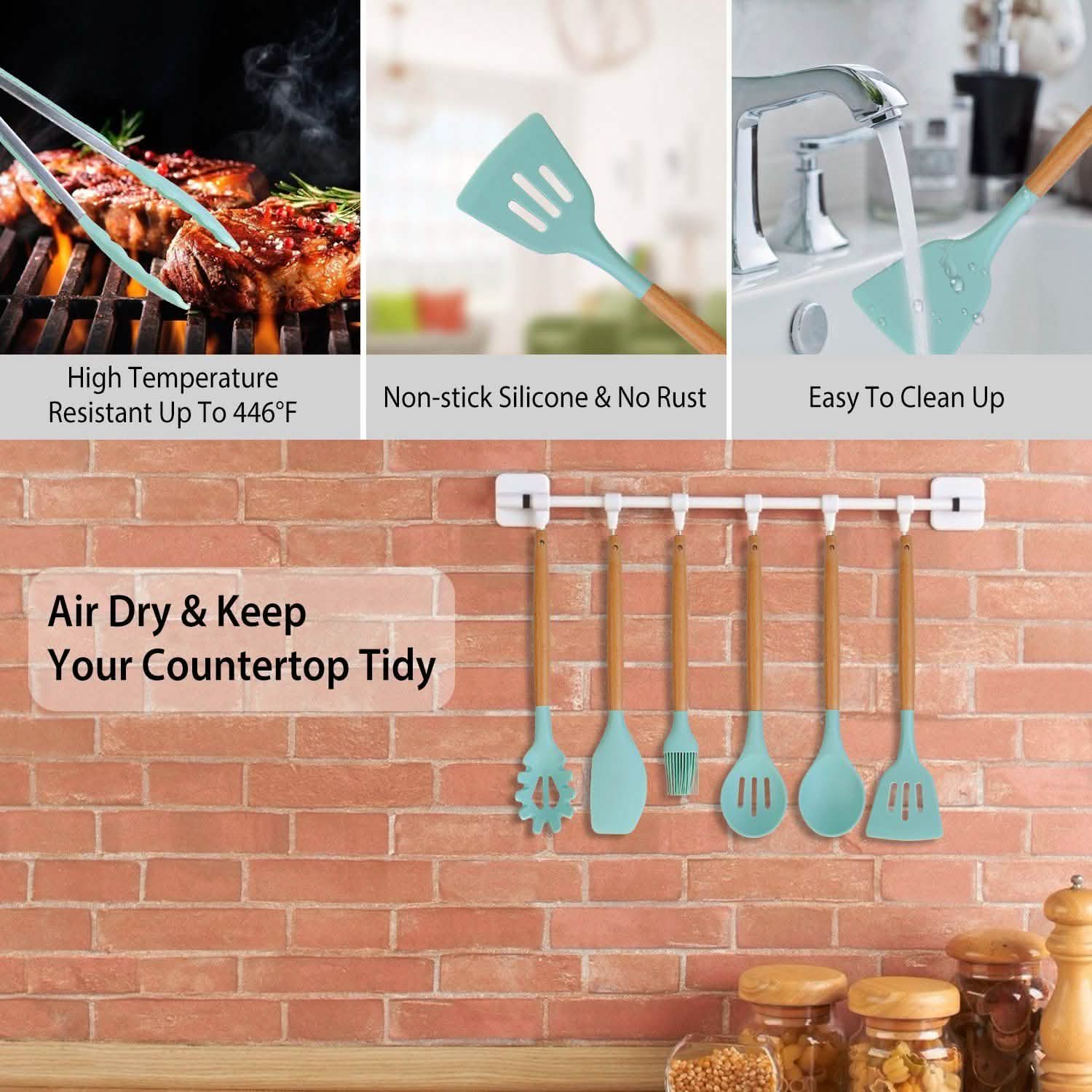 11-Piece: Silicone Cooking Utensil Set Kitchen Tools & Gadgets - Tophatter Daily Deals