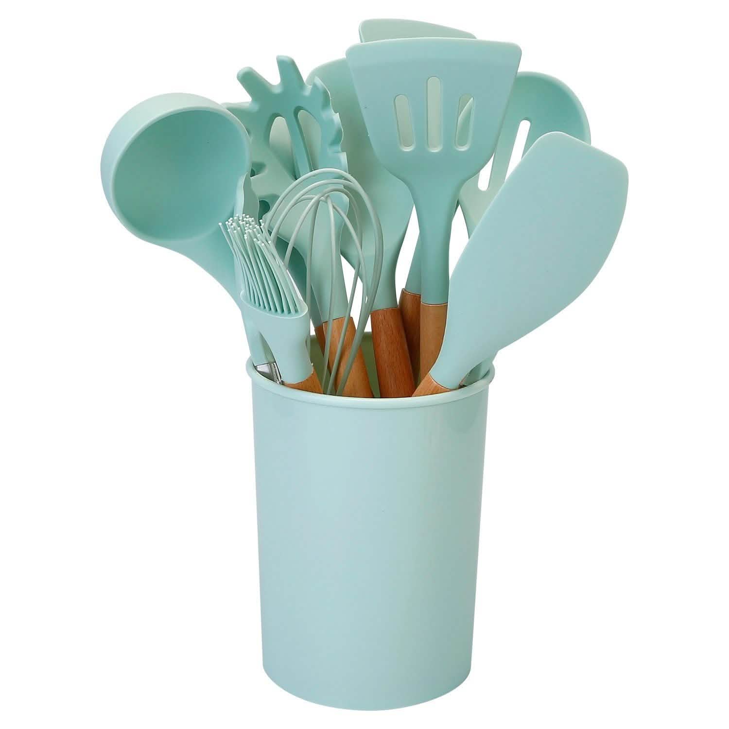 11-Piece: Silicone Cooking Utensil Set Light Green Kitchen Tools & Gadgets - Tophatter Daily Deals