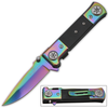Spring Assisted Pocket Knife Rainbow With Black G10 Handle - TOPHATTER'S ARMORY DEALS Collectible Weapons - Tophatter Daily Deals