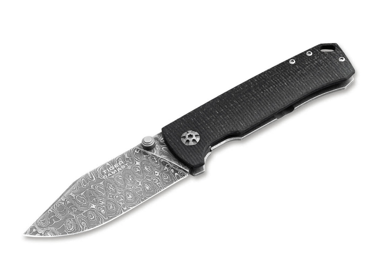 Boker Tiger - Damascus Blade - Black Burlap Micarta Handles - 111103DAM Knives - Tophatter Daily Deals