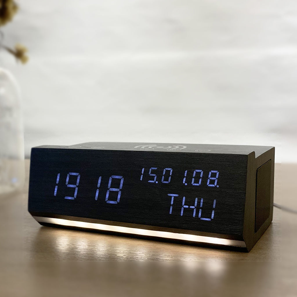 Persona Wireless Charging Wood Alarm Clock Alarm Clock - Tophatter Daily Deals