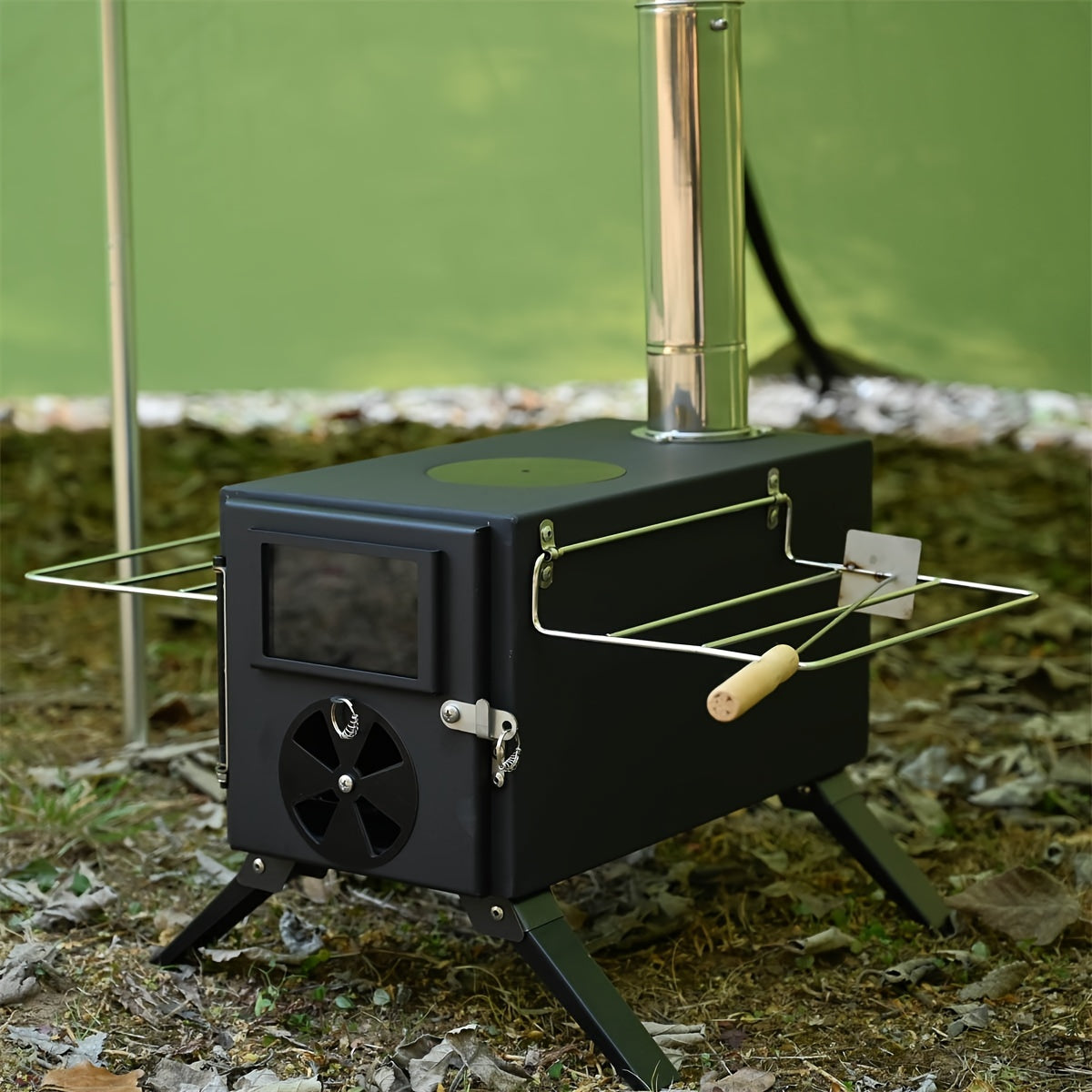 Portable Foldable Wood Stove with 7 Chimneys Outdoor Grills - Tophatter Daily Deals