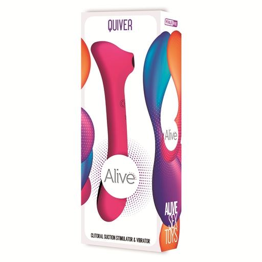 Alive Quiver Clitoral Massager Pink Waterproof Vibrator with 10 Vibration and Suction Modes > Sex Toys For Ladies > Air Pulsation - Tophatter Daily Deals