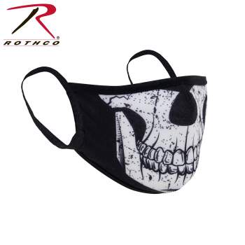 Rothco Half Skull Reusable 3-Layer Polyester Face Mask - Tophatter Daily Deals
