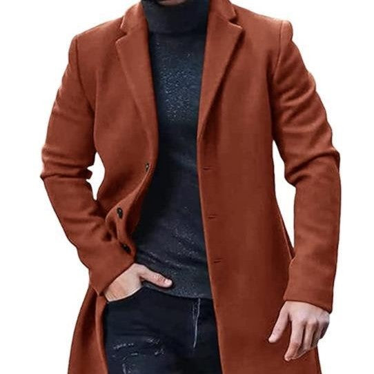 Warm Refined Men's Tweed Coat - Medium-Length Polyester Camel 3D Changing Face Moving Picture Frame - Tophatter Daily Deals