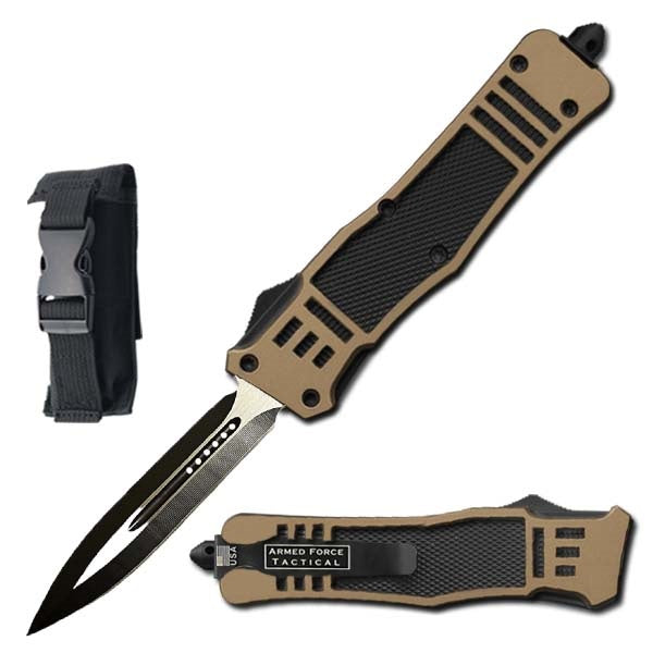 9" Tan Ghost OTF Tactical Automatic Out Of The Front Pocket Knife - TOPHATTER'S ARMORY DEALS Collectible Weapons - Tophatter Daily Deals