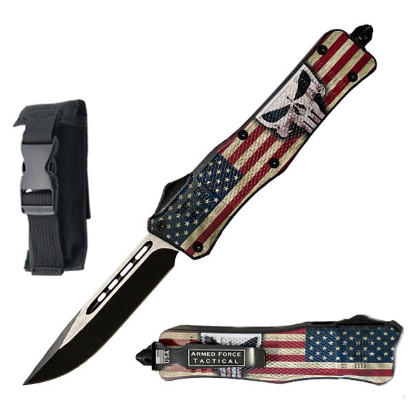 9" American Stars & Stripes Flag Automatic OTF Pocket Knife - TOPHATTER'S ARMORY DEALS Collectible Weapons - Tophatter Daily Deals