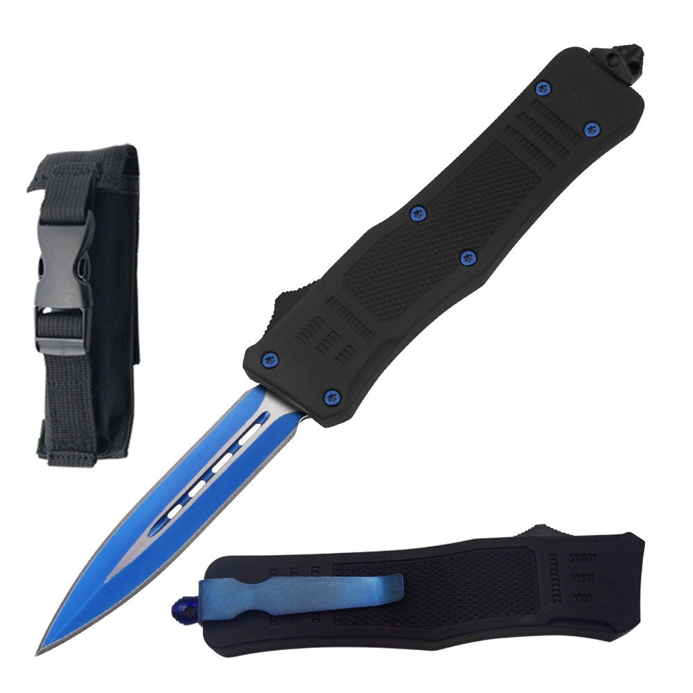 8.25" Blue Tracker Out Of The Front Tactical Automatic OTF Knife - TOPHATTER'S ARMORY DEALS Collectible Weapons - Tophatter Daily Deals