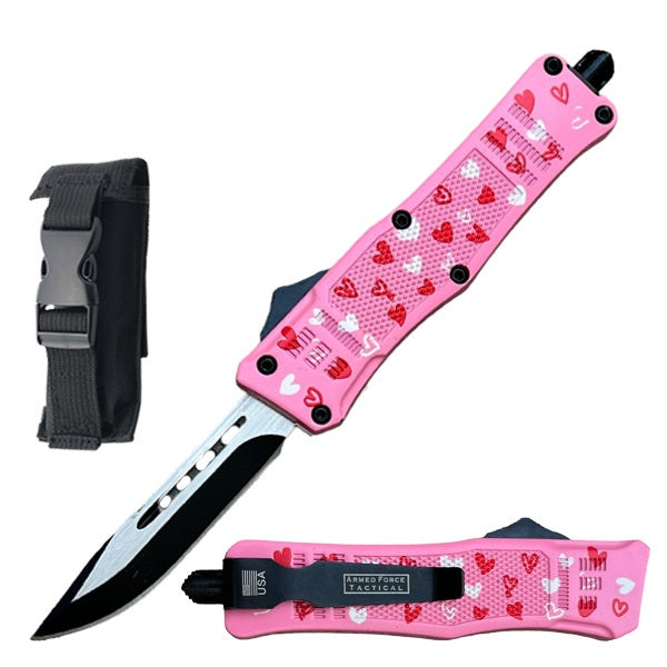 6.75" Pink Love Warrior Out The Front OTF Automatic Knife - TOPHATTER'S ARMORY DEALS Collectible Weapons - Tophatter Daily Deals