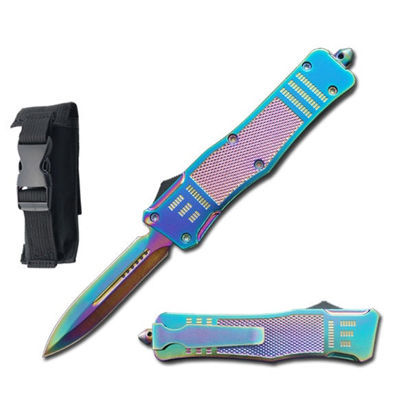 7" Rainbow Dagger Point Blade Street Walker OTF Knife - TOPHATTER'S ARMORY DEALS Collectible Weapons - Tophatter Daily Deals