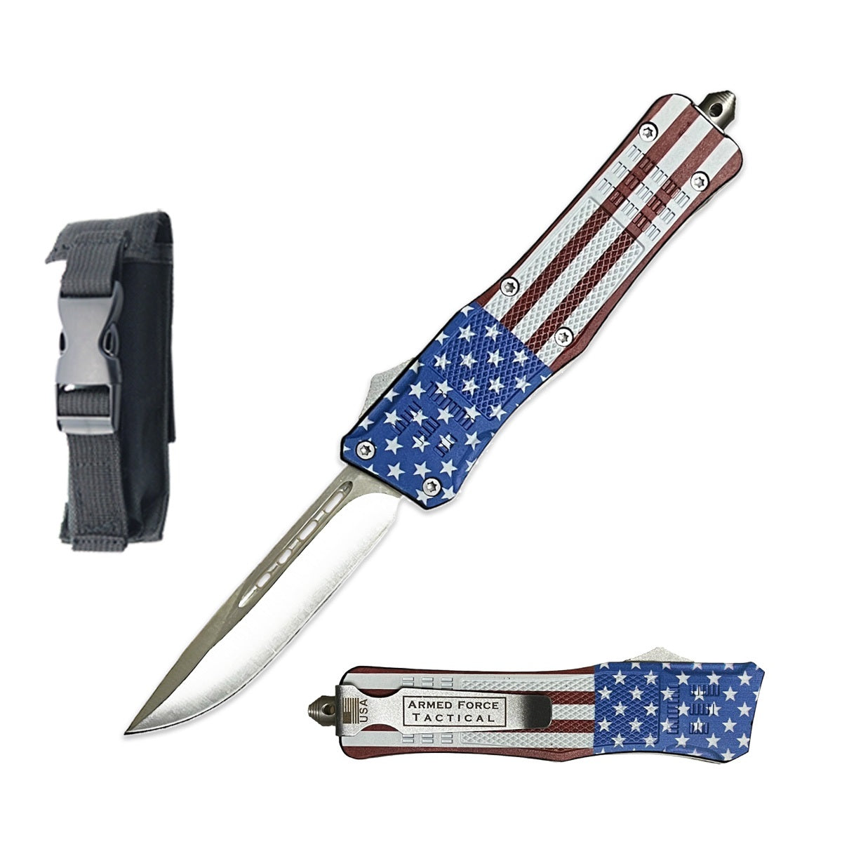 7" US Flag Drop Point Blade Street Walker OTF Knife - TOPHATTER'S ARMORY DEALS Collectible Weapons - Tophatter Daily Deals