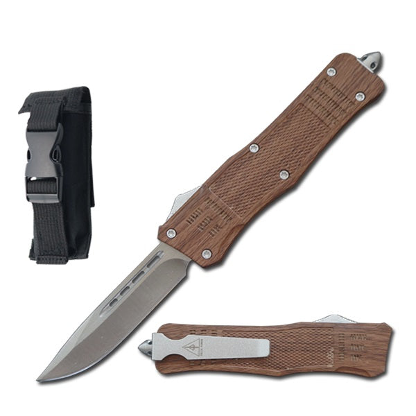 7" Wood Handle Drop Point Blade Street Walker OTF Knife - TOPHATTER'S ARMORY DEALS Collectible Weapons - Tophatter Daily Deals