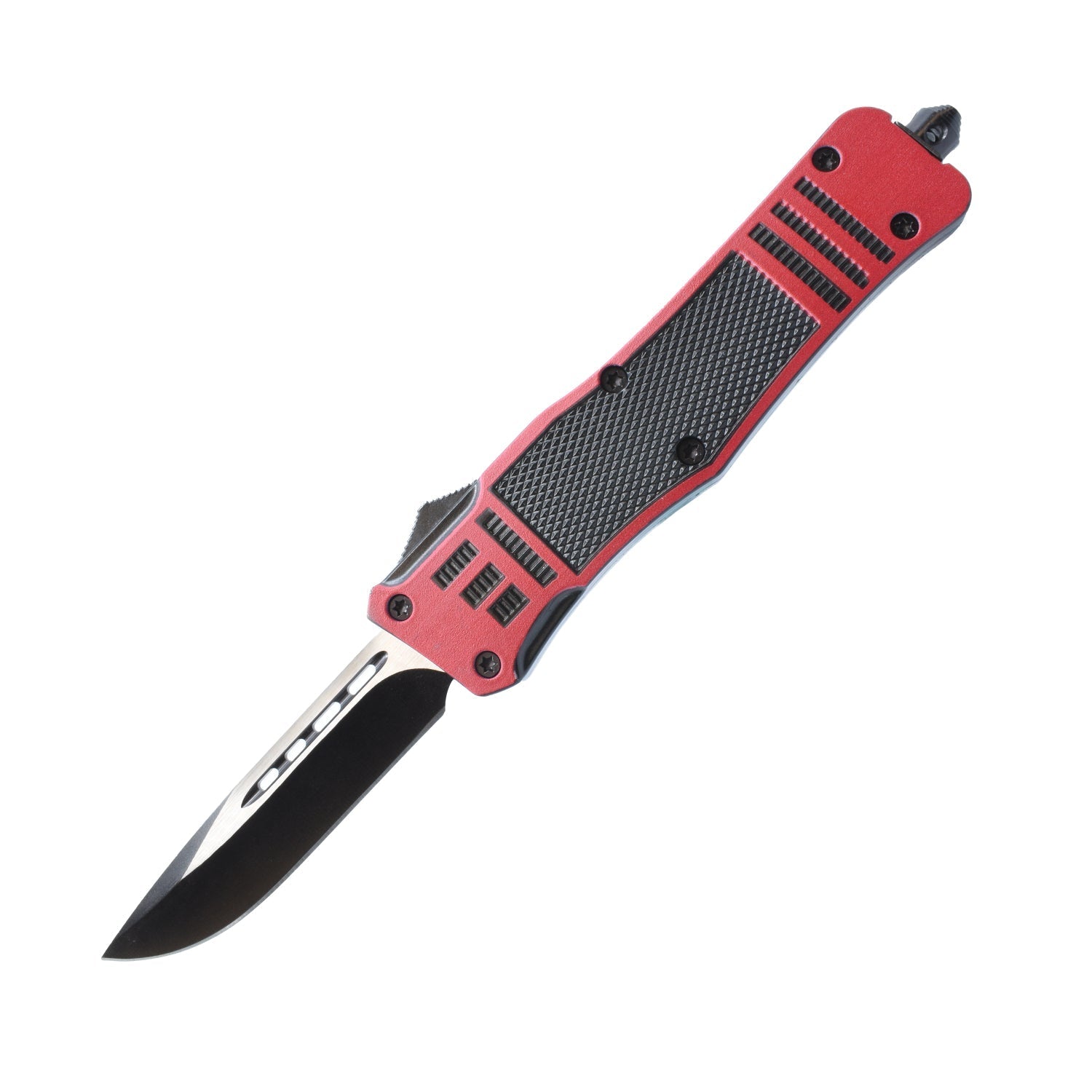 Automatic OTF Knife w/ Belt Clip - Red & Black Knife - Tophatter Daily Deals
