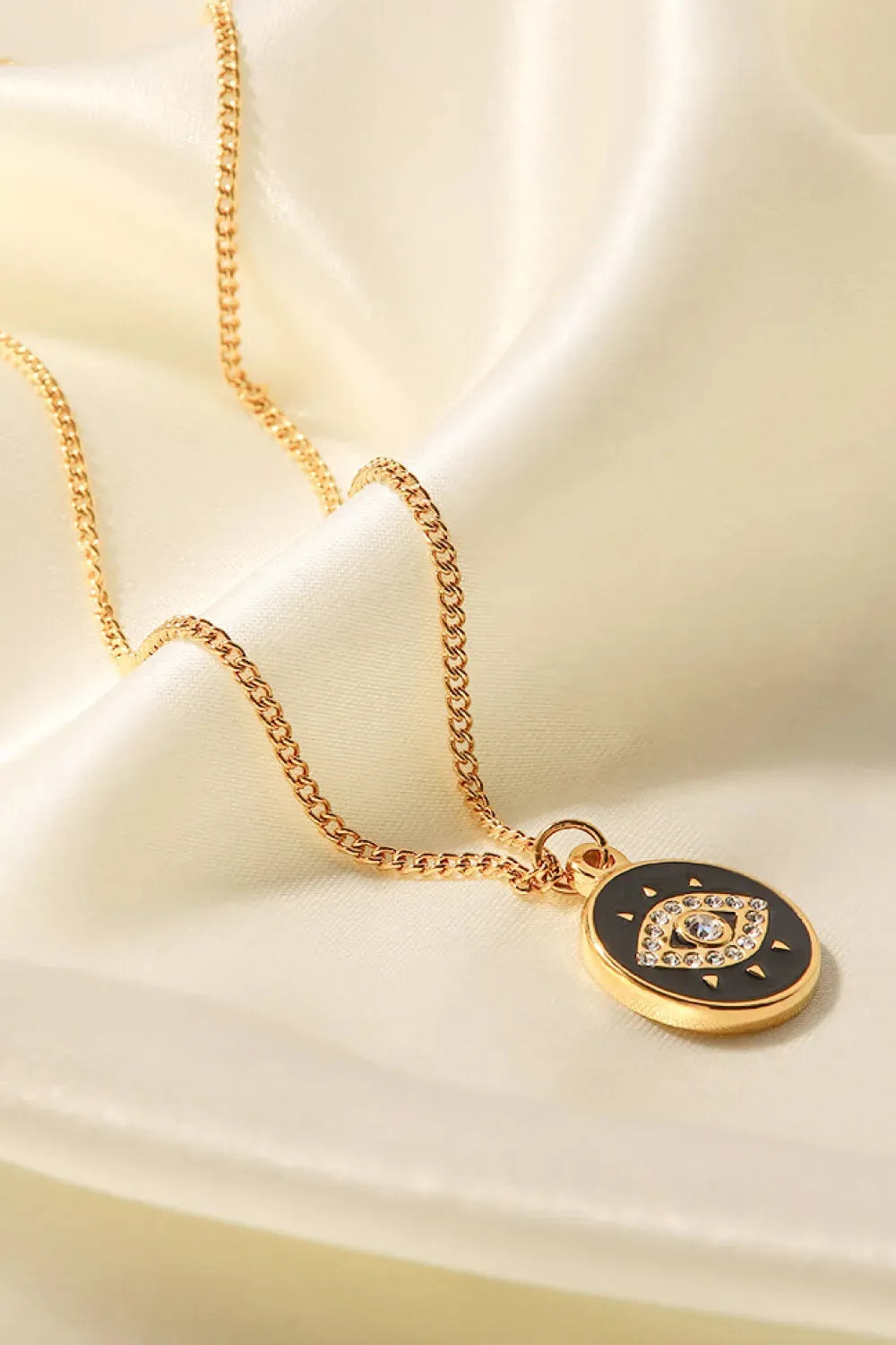 Cubic Zirconia Evil Eye Pendant Chunky Chain Necklace Necklaces - Tophatter Daily Deals