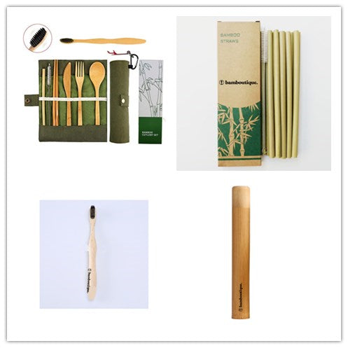 Bamboo portable tableware gift box 11pcs set Adventure 4pcs set 7 - Tophatter Daily Deals