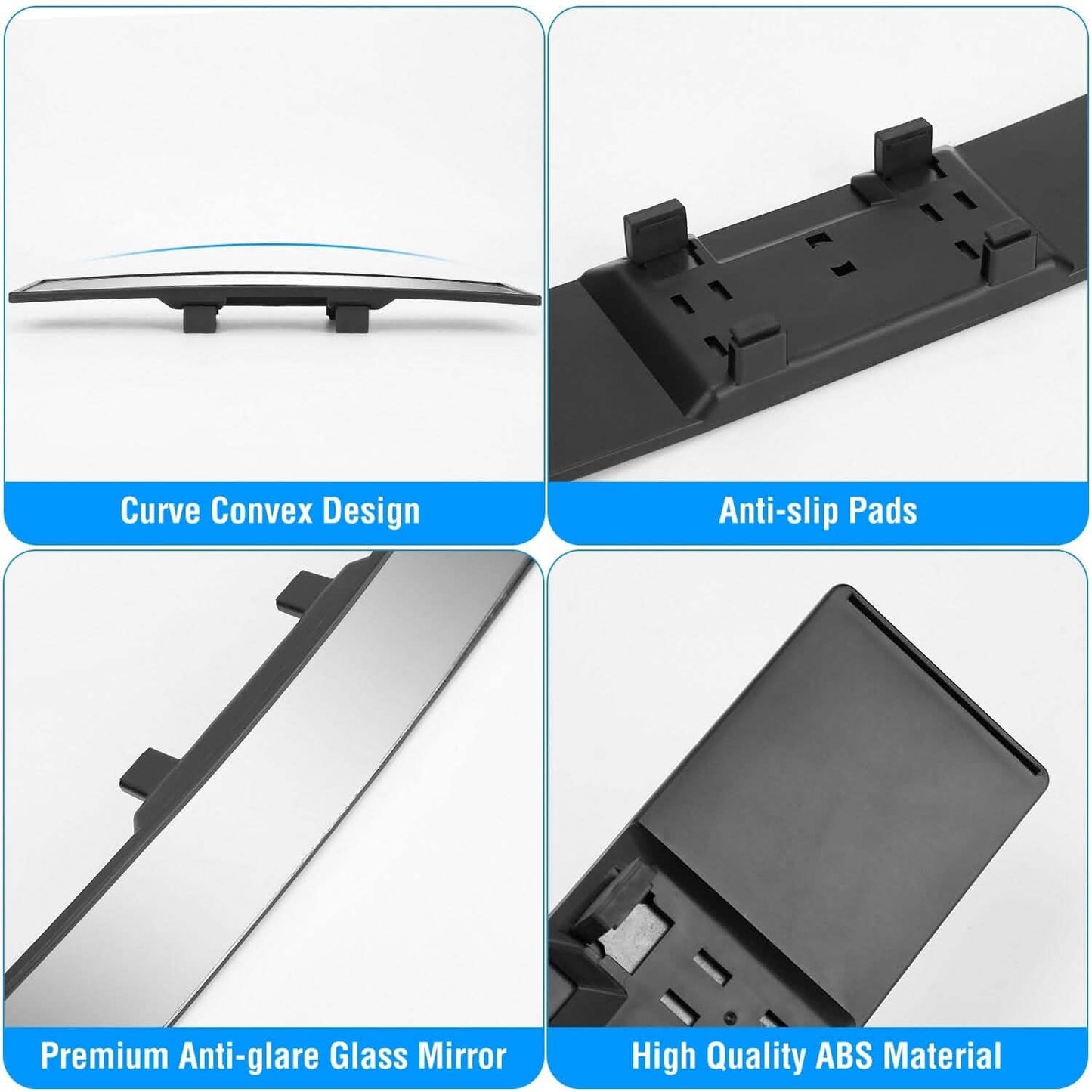 11.4-Inch Interior Clip-On Curve Car Rearview Mirror Automotive - Tophatter Daily Deals