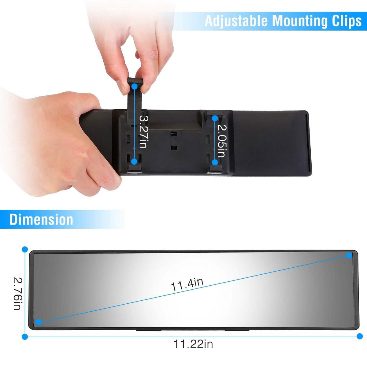 11.4-Inch Interior Clip-On Curve Car Rearview Mirror Automotive - Tophatter Daily Deals