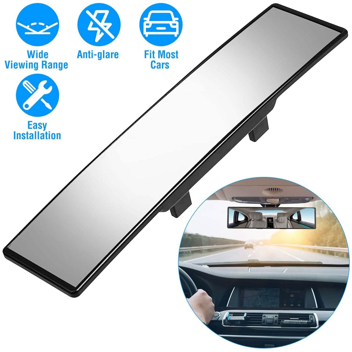 11.4-Inch Interior Clip-On Curve Car Rearview Mirror Automotive - Tophatter Daily Deals