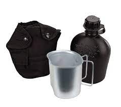 Rothco 3 Piece Canteen Kit With Cover & Aluminum Cup BLACK - Tophatter Daily Deals