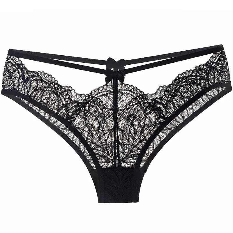 Lace cross cutout panties Black 0 - Tophatter Daily Deals