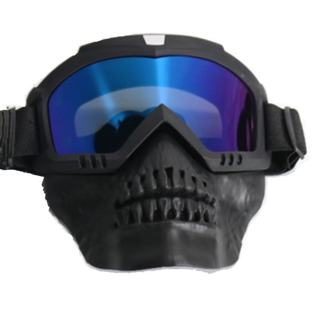 American full face anti-impact tactical skull mask Blue colorful 0 - Tophatter Daily Deals