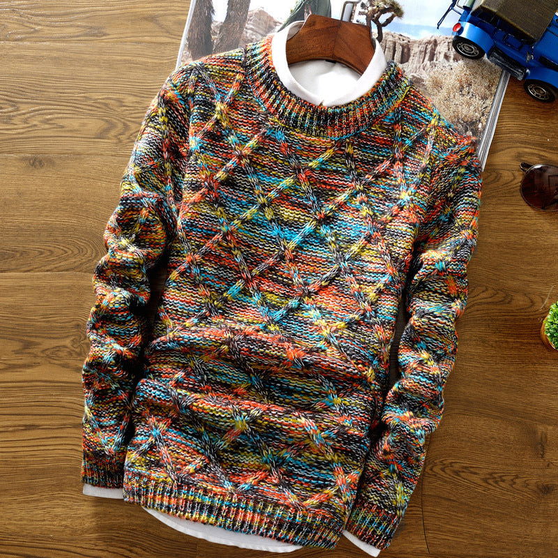 Soft Textured Men’s Sweater - Crewneck Knit, Cotton Casual Colorful - Tophatter Daily Deals