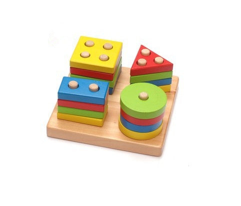 Baby Game Toys Wooden Puzzle Educational Toy Geometric shapes Game Toys Stick Baby Kid Children Intelligence Puzzle for Kid 0 - Tophatter Daily Deals