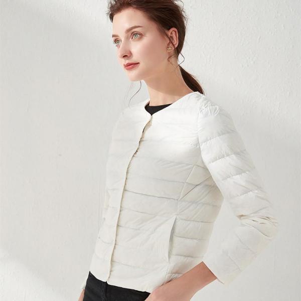 Round Neck Down Jacket White Jacket - Tophatter Daily Deals