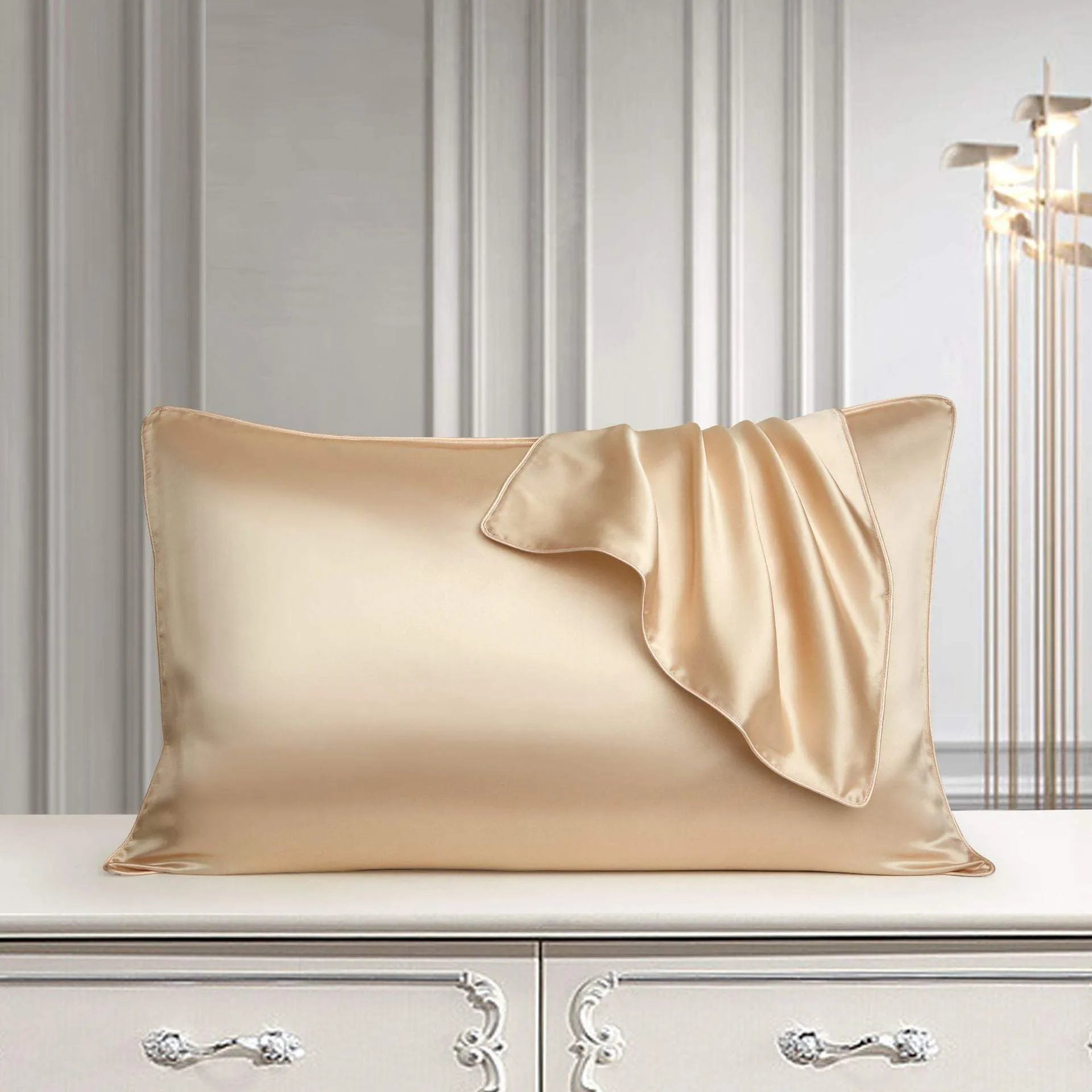 Silk Pillow Case Pure Silk Pillowcase Real Silk Pillowcase Natural Silk Pillowcase Champagne gold Humidifier - Tophatter Daily Deals