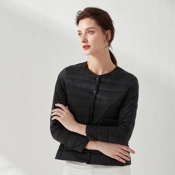 Round Neck Down Jacket Black Jacket - Tophatter Daily Deals