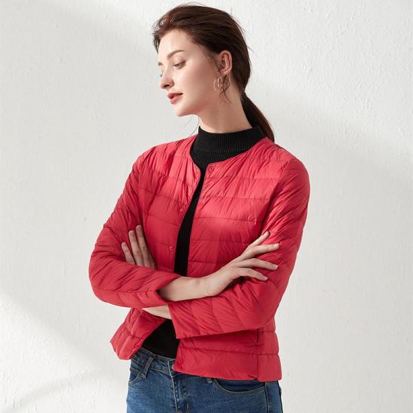 Round Neck Down Jacket Red Jacket - Tophatter Daily Deals